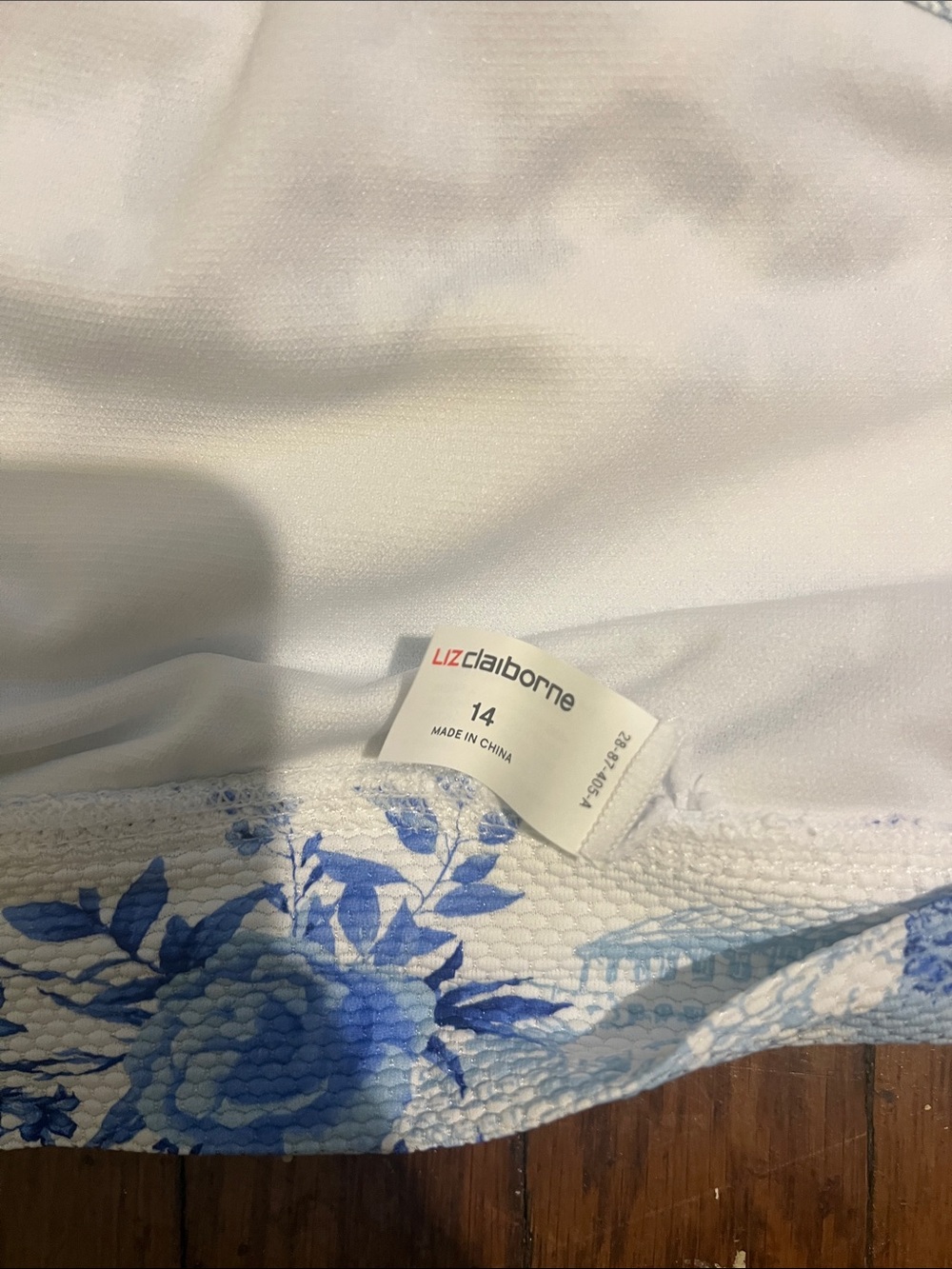 Blue Toile Mini Skirt Set — Women's Two-Piece Skirt & Crop Top - Picture 12 of 12
